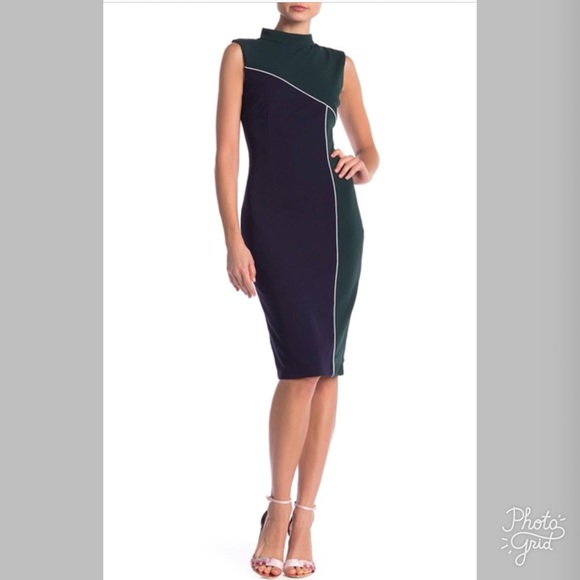 mock neck sheath dress